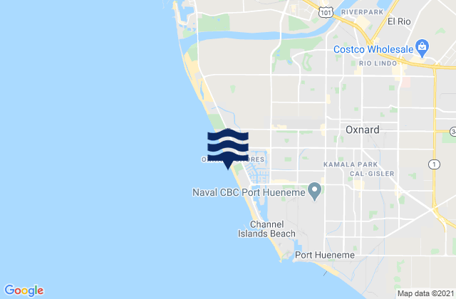 Karte der Gezeiten Oxnard Beach Park, United States