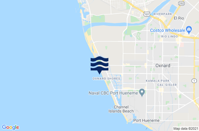 Karte der Gezeiten Oxnard Shores, United States