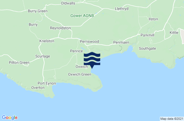 Karte der Gezeiten Oxwich Bay Beach, United Kingdom