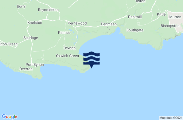 Karte der Gezeiten Oxwich Point, United Kingdom