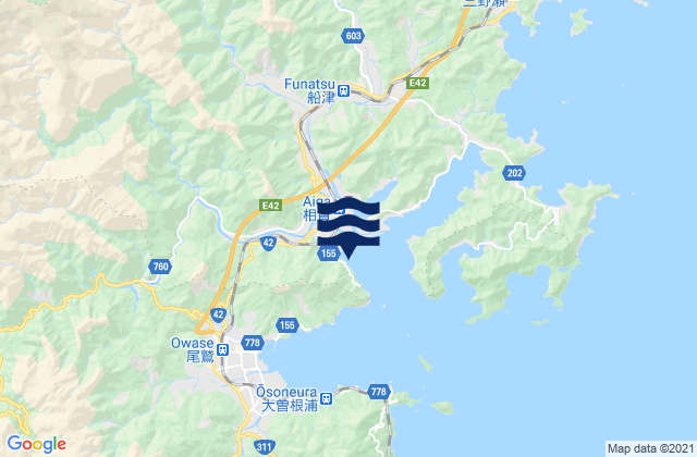 Karte der Gezeiten Oyama Ura, Japan