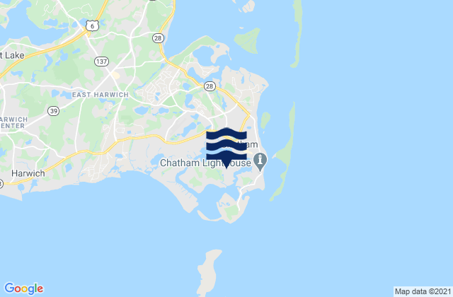 Karte der Gezeiten Oyster Pond Beach Chatham, United States