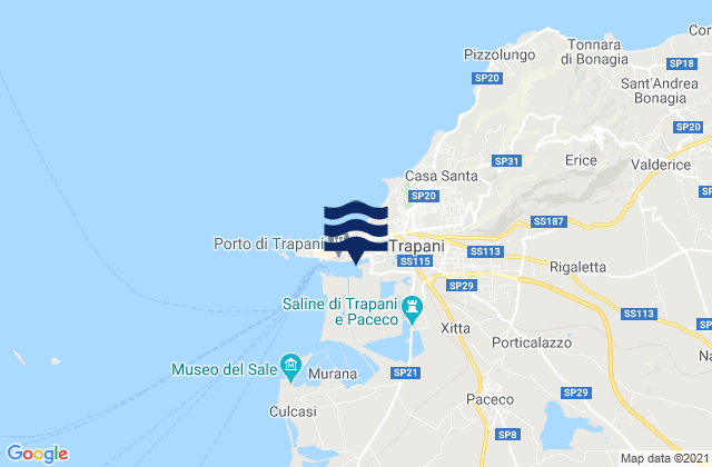 Karte der Gezeiten Paceco, Italy