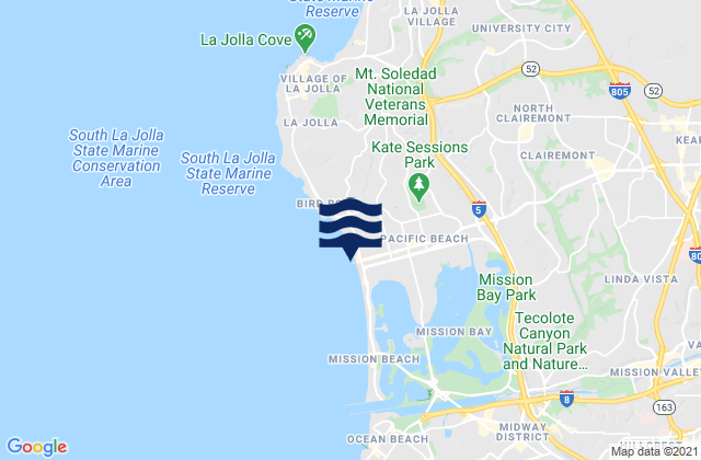 Karte der Gezeiten Pacific Beach Pier, United States