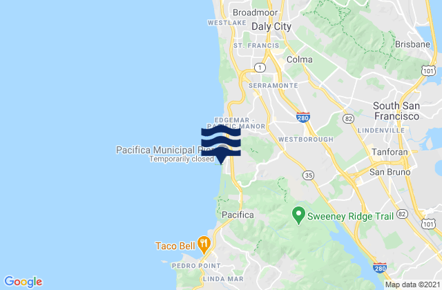 Karte der Gezeiten Pacifica State Beach, United States