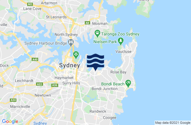 Karte der Gezeiten Paddington, Australia