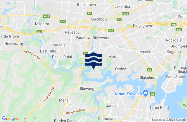 Karte der Gezeiten Padstow, Australia