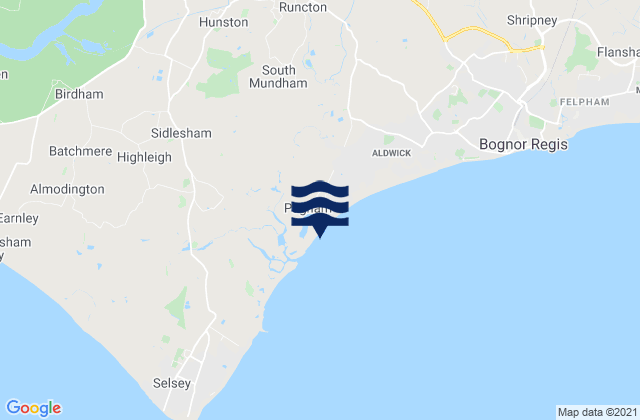Karte der Gezeiten Pagham Beach, United Kingdom
