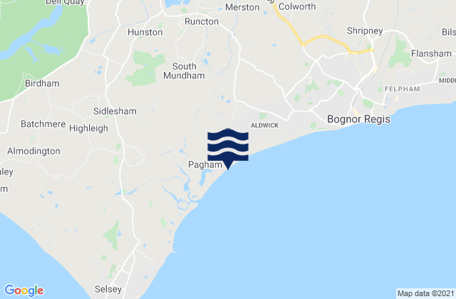 Karte der Gezeiten Pagham Beach, United Kingdom