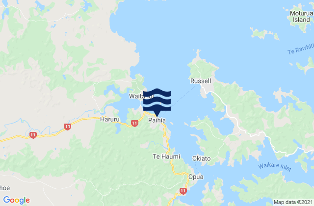 Karte der Gezeiten Paihia, New Zealand