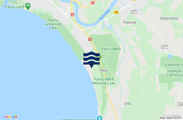 Karte der Gezeiten Paikuse, Estonia