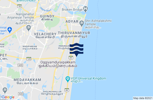 Karte der Gezeiten Palavakkam, India