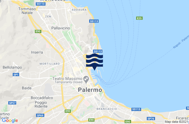 Karte der Gezeiten Palermo Sicily, Italy