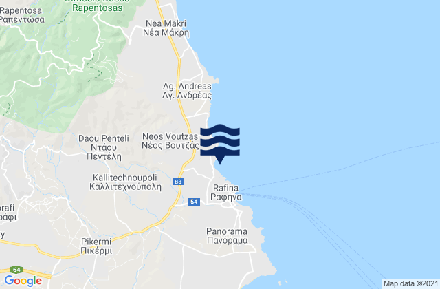 Karte der Gezeiten Pallíni, Greece