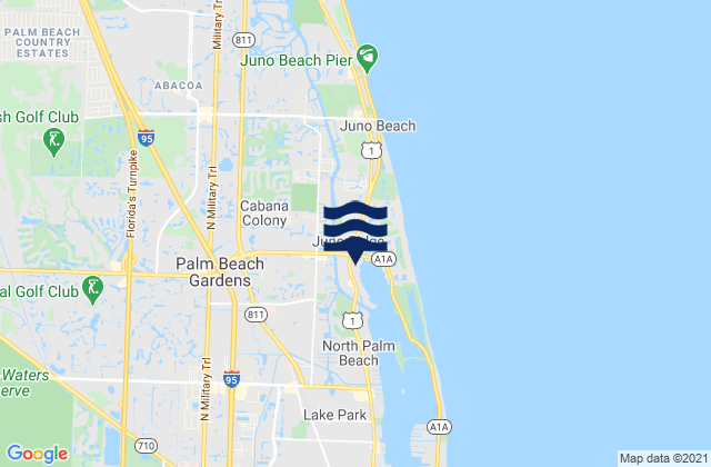 Karte der Gezeiten Palm Beach (Pga Boulevard Bridge), United States
