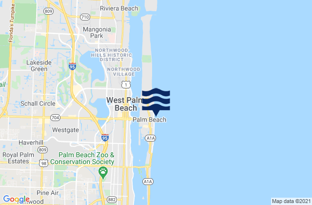 Karte der Gezeiten Palm Beach, United States
