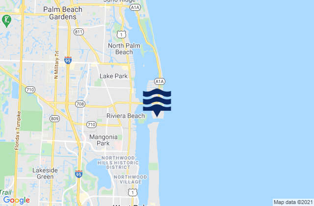 Karte der Gezeiten Palm Beach Shores, United States