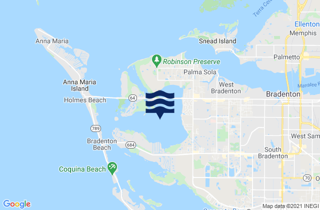 Karte der Gezeiten Palma Sola Bay, United States