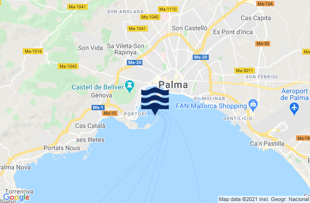 Karte der Gezeiten Palma de Mallorca, Spain