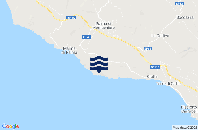 Karte der Gezeiten Palma di Montechiaro, Italy