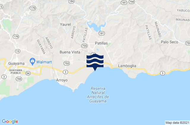 Karte der Gezeiten Palmas, Puerto Rico