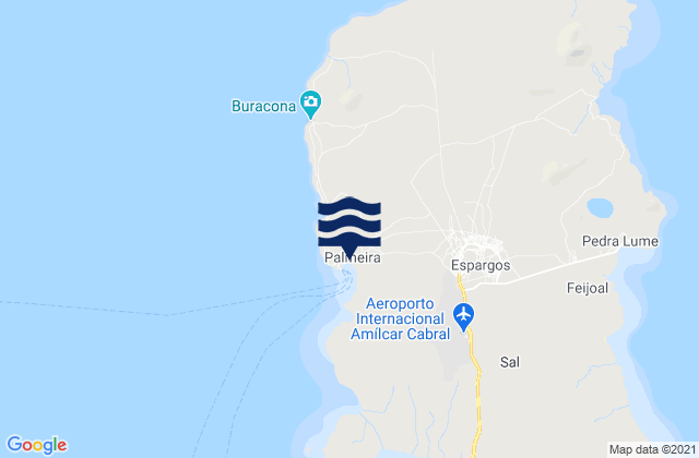 Karte der Gezeiten Palmeira, Cabo Verde