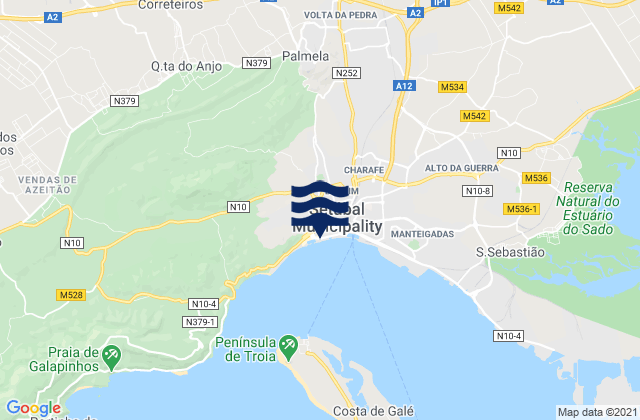 Karte der Gezeiten Palmela, Portugal