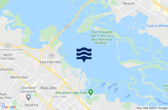 Karte der Gezeiten Palo Alto Marker 8, United States
