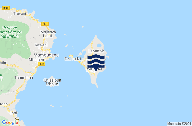 Karte der Gezeiten Pamandzi, Mayotte
