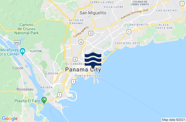 Karte der Gezeiten Panamá, Panama