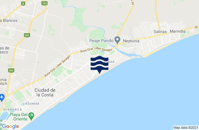 Karte der Gezeiten Pando, Uruguay