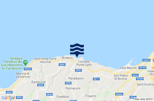 Karte der Gezeiten Pannaconi, Italy
