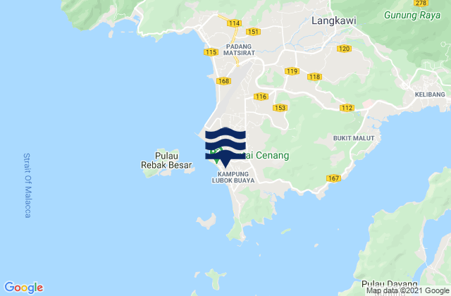 Karte der Gezeiten Pantai Cenang, Malaysia