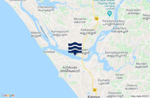 Karte der Gezeiten Pappinisseri, India