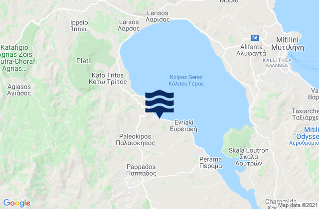 Karte der Gezeiten Pappádos, Greece