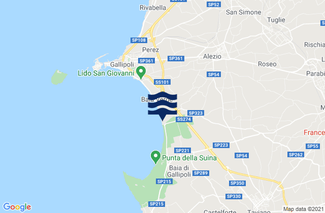 Karte der Gezeiten Parabita, Italy