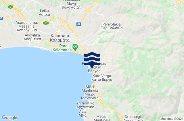 Karte der Gezeiten Paralía Vérgas, Greece