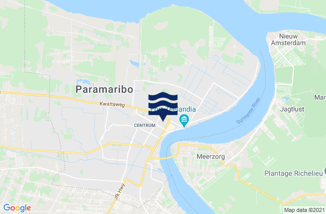 Karte der Gezeiten Paramaribo, Suriname