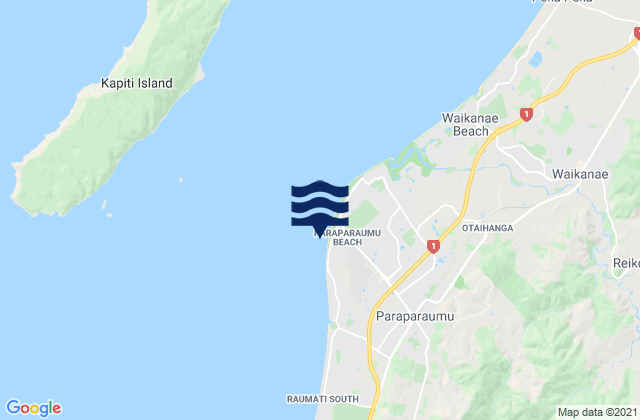 Karte der Gezeiten Paraparaumu Beach, New Zealand