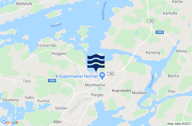 Karte der Gezeiten Pargas, Finland