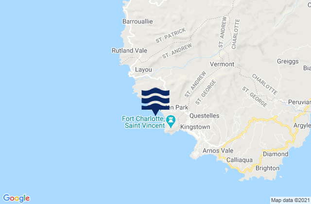 Karte der Gezeiten Parish of Saint Andrew, Saint Vincent and the Grenadines