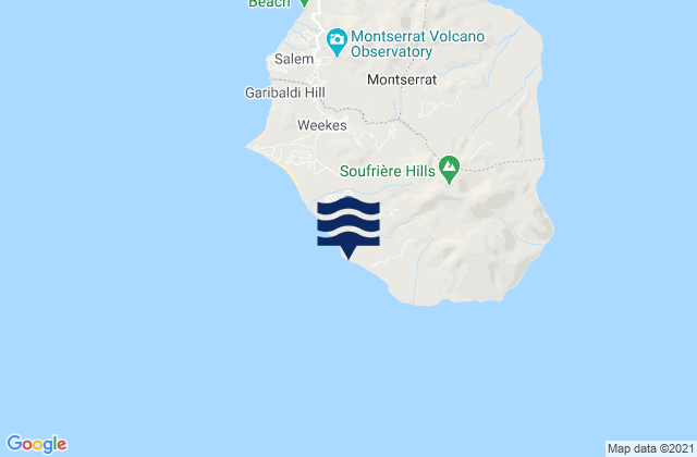 Karte der Gezeiten Parish of Saint Anthony, Montserrat