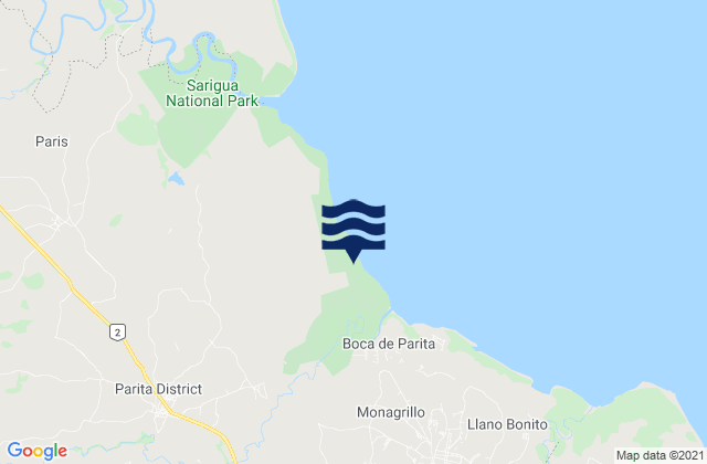 Karte der Gezeiten Parita, Panama