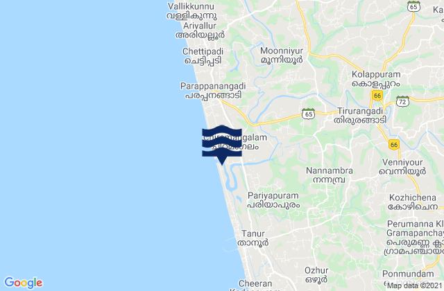 Karte der Gezeiten Pariyāpuram, India