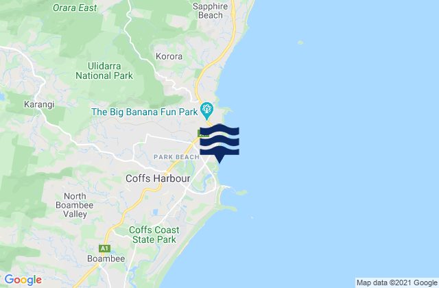 Karte der Gezeiten Park Beach, Australia
