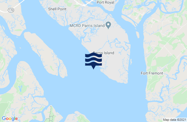 Karte der Gezeiten Parris Island Lookout Tower Broad River, United States