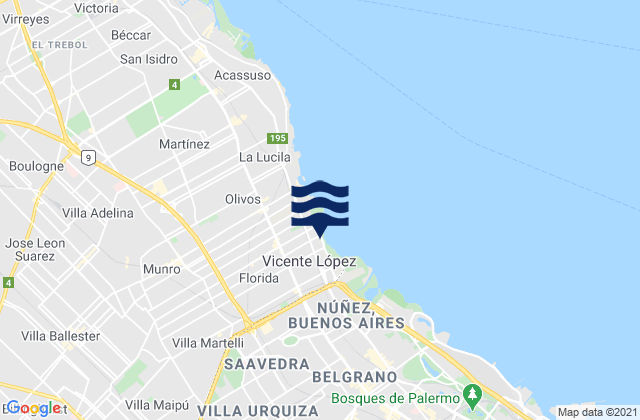Karte der Gezeiten Partido de Vicente López, Argentina