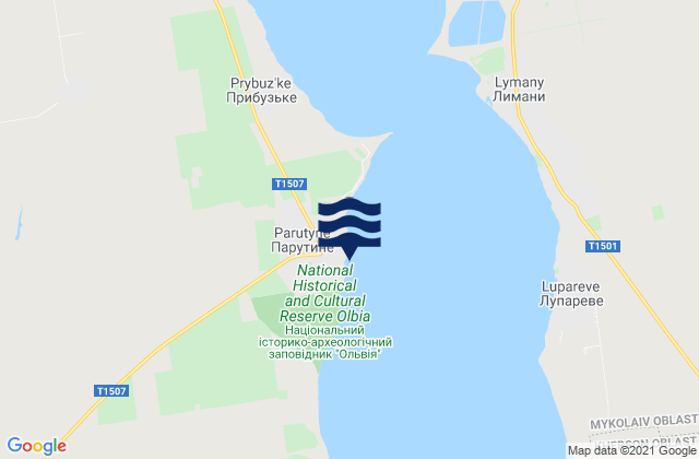 Karte der Gezeiten Parutyne, Ukraine