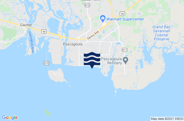 Karte der Gezeiten Pascagoula Mississippi Sound, United States