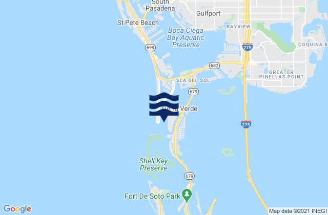 Karte der Gezeiten Pass-a-Grille Beach Boca Ciega Bay, United States